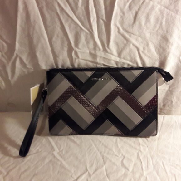 Michael Kors Handbags - Michael Kors  Patchwork Black Leather Wristlet